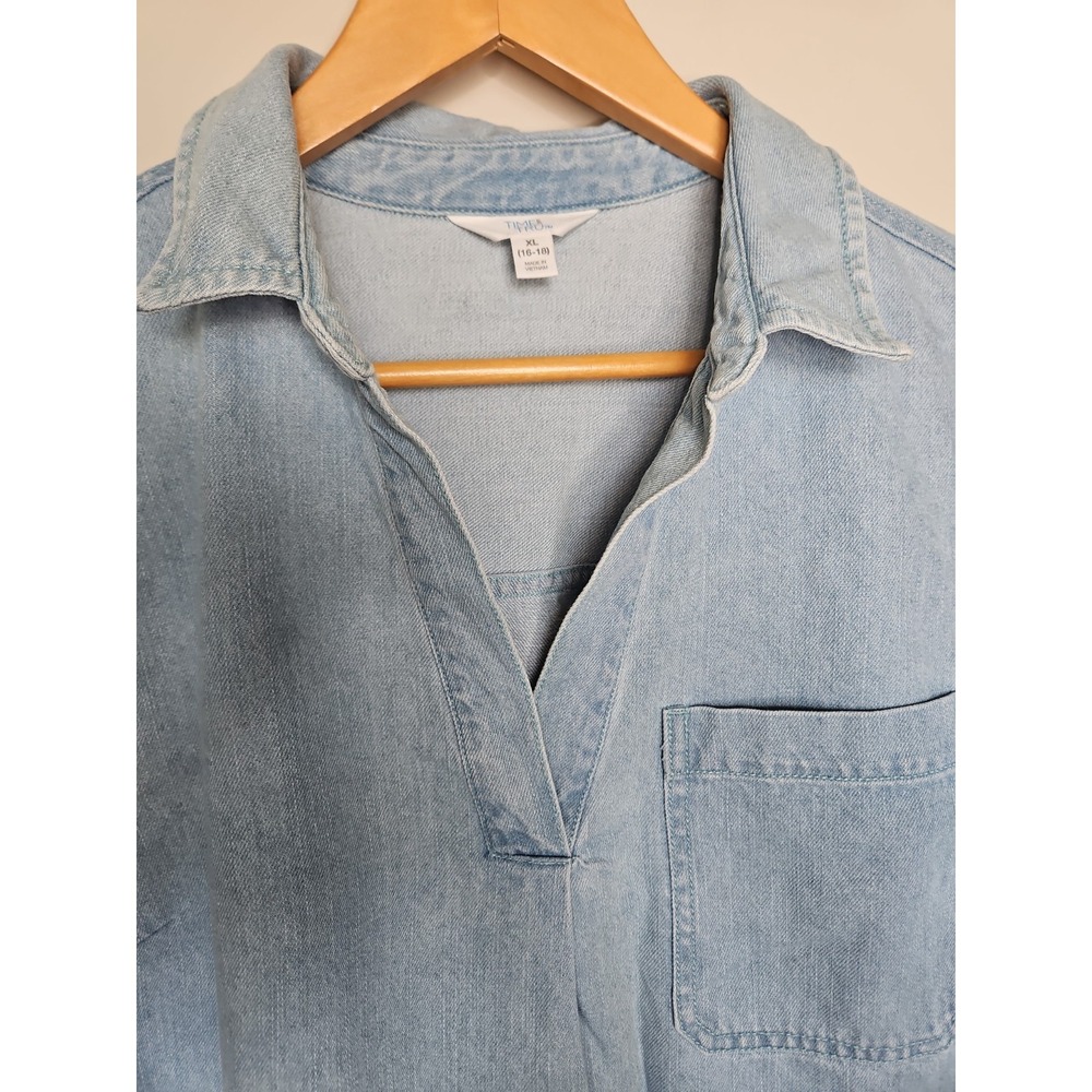 Time And Tru Denim Dress XL Blue Pockets Minimalist Cotton Basic Coastal Capsule - Picture 7 of 16